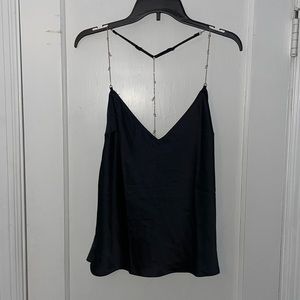 Black satin bedazzled strap VS top